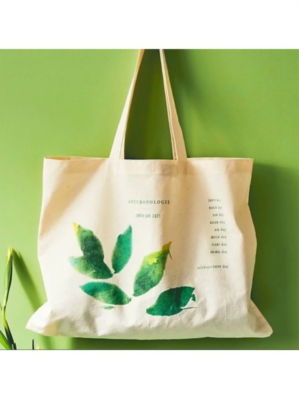 Anthropologie Earth Day 2022 Reusable Canvas Tote Eco Bag 15 x 21